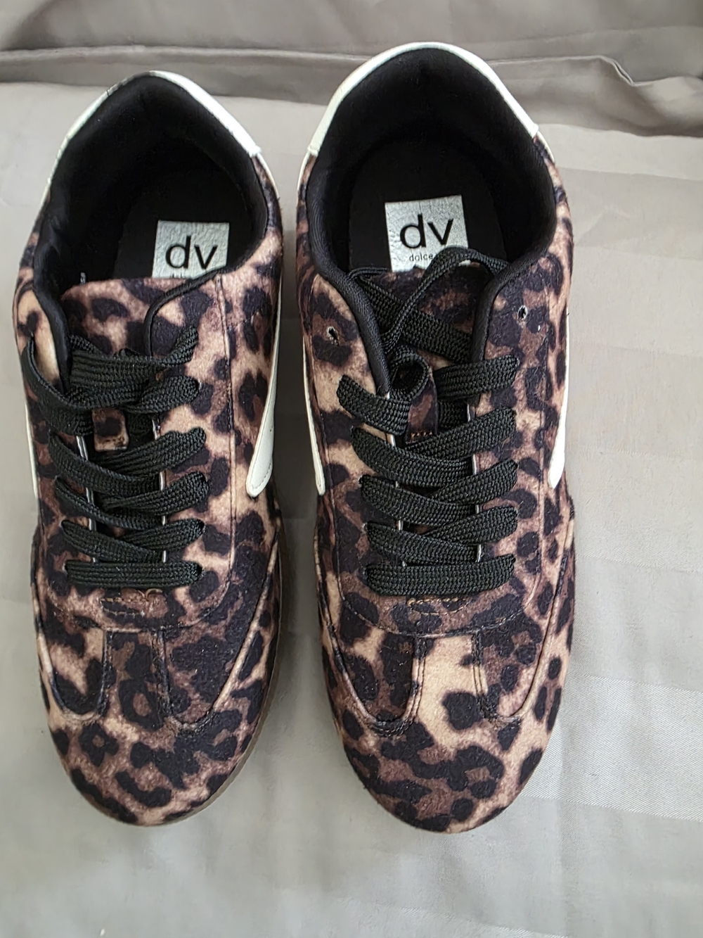 dv by Dolce Vita Leopard Print Sneakers with White Accent 6.5